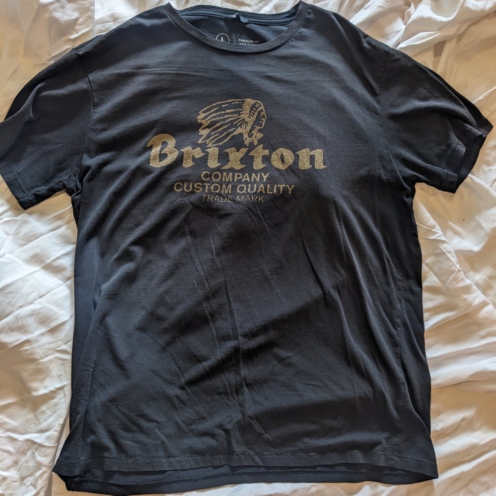 Brixton Black Tee with Gold Logo